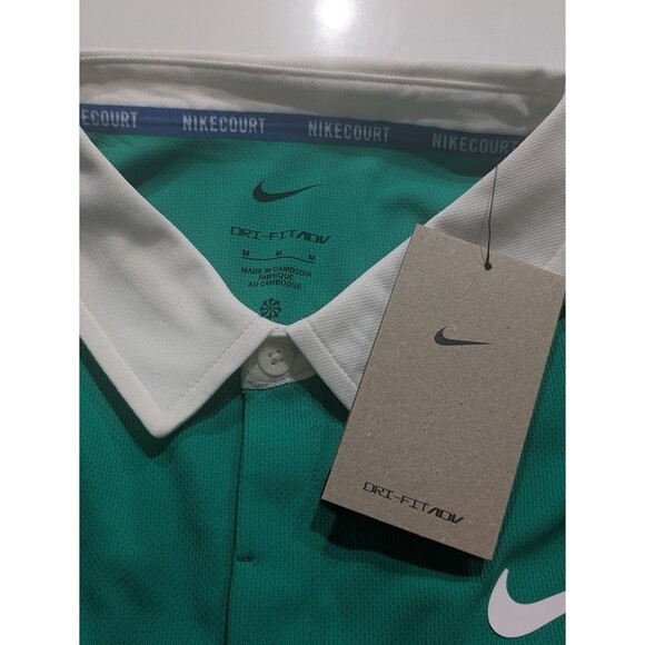 Nike Court Advantage Slam Green Blue Long Sleeve Polo IB8141-324 Mens Size Small - Picture 9 of 10
